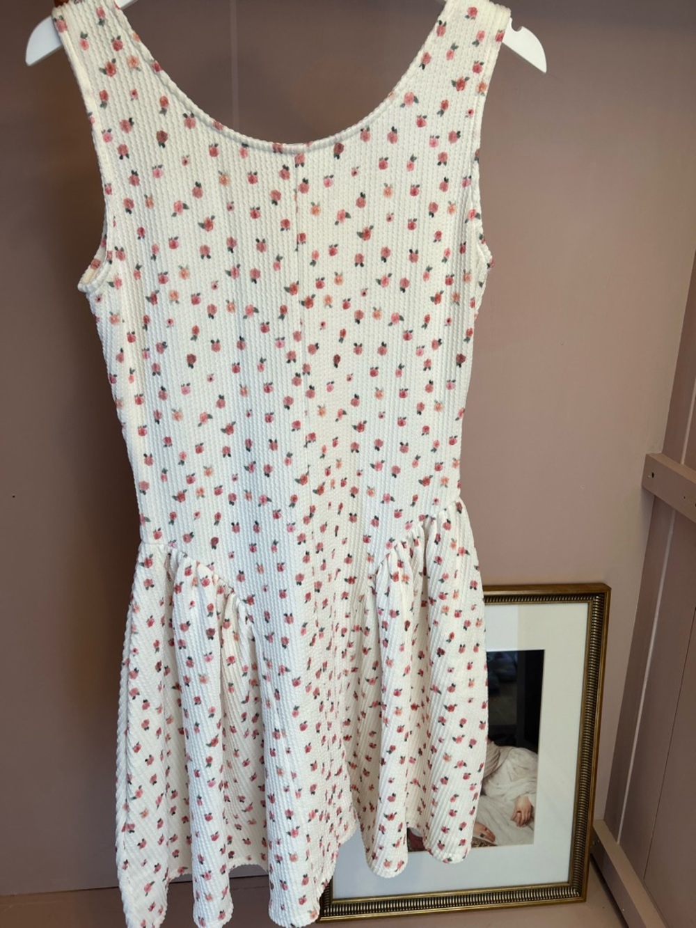 Kori White Mini Dress with Pink Floral Print and Gingham bows - Picture 4 of 10
